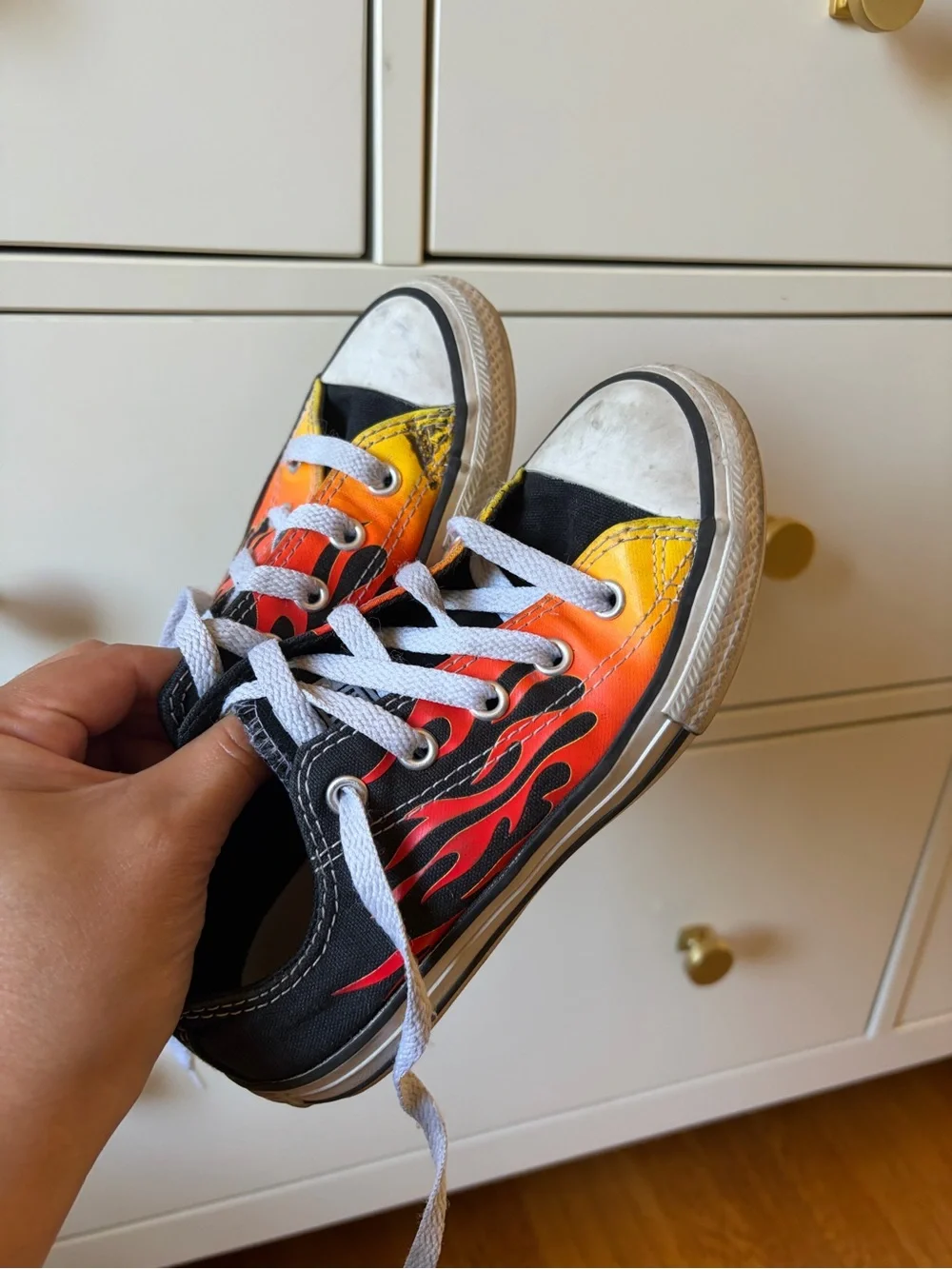 Converse Kids Flame Print Low-Top Sneakers - Black, Red, Orange, Yellow